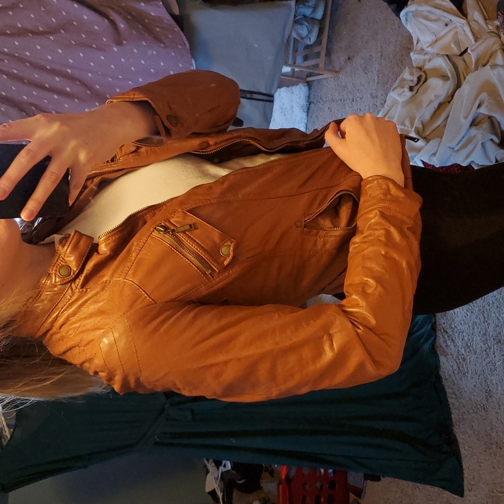 Faux Brown Leather Jacket